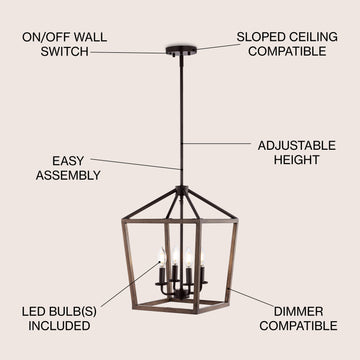 Oria 10" Iron Farmhouse Industrial Lantern LED Pendant